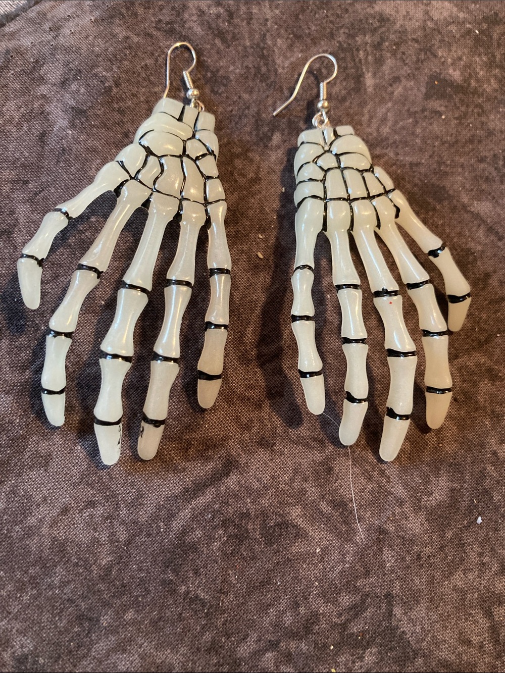 Gleaming White Skeleton Hand Drop Earrings